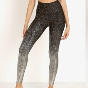 Like New! Beyond Yoga Drip Dot High Waisted Midi Legging Black / Gold in Size L